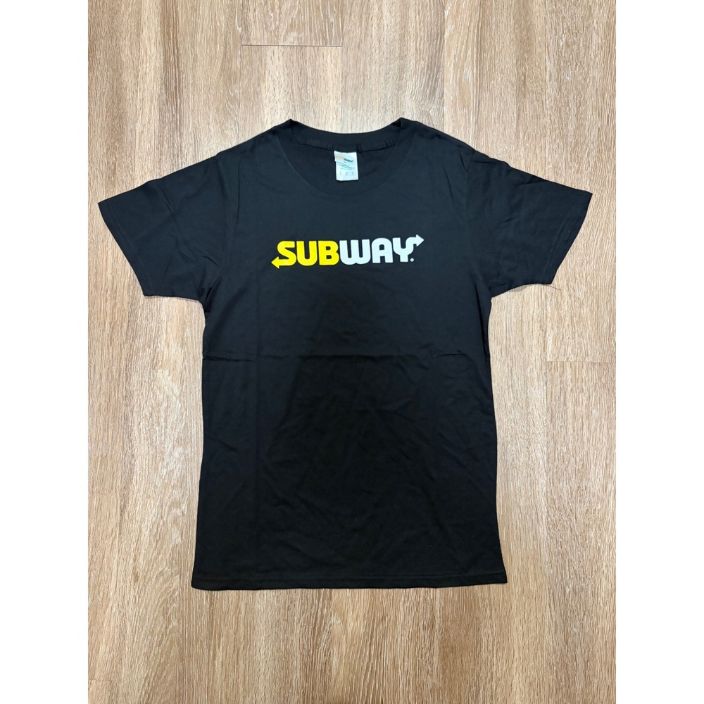 Subway Logo Graphic T-Shirt Mens Small Black Short Sleeve Workwear‎ Uniform Tee